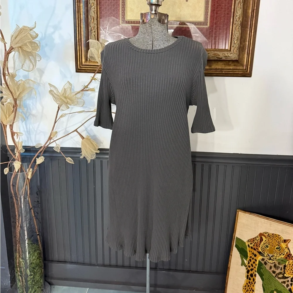 NWT Eileen Fisher Textured Rib Knit Stretch Tunic Top Bark Sz M 🍄🧡